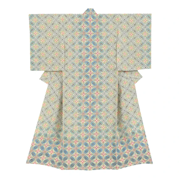 Kimono with Design in Stencil Resist Picture Dyeing "Autumn Story"
