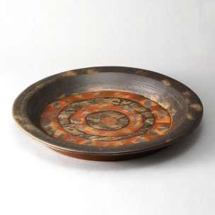 Bizen Plate with Mosaic Design
