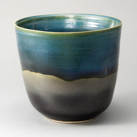 Flower Vase with Oribe Glaze