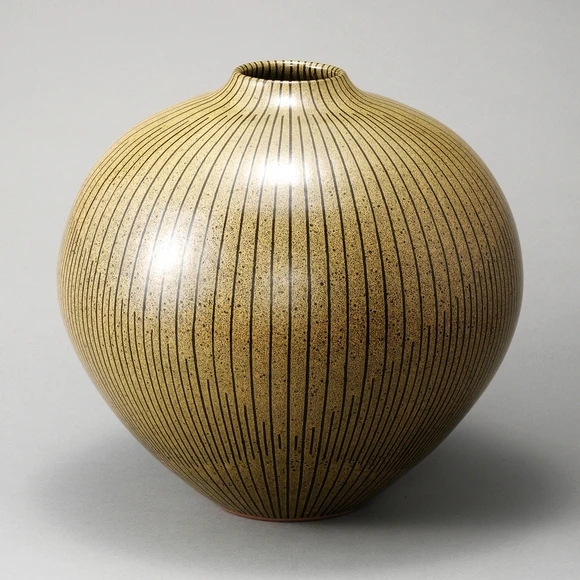 Jar with Iron Glaze and Line Design