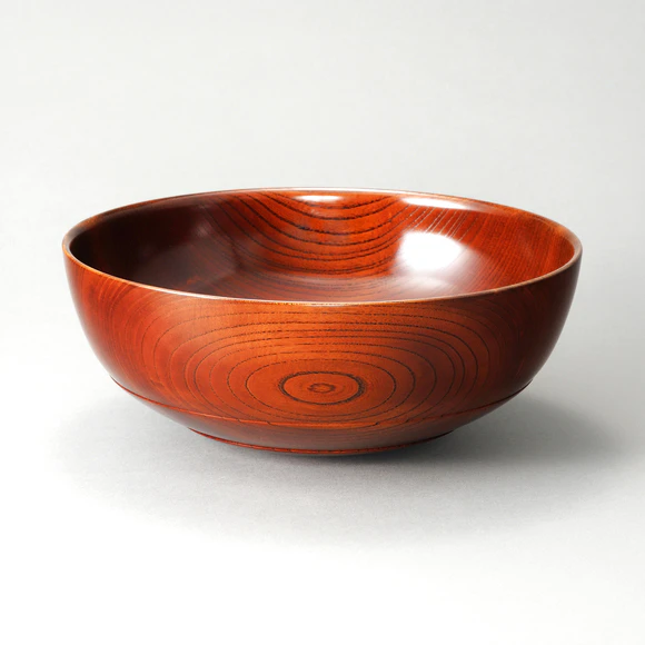 Bowl of zelkova wood finished in wiped urushi