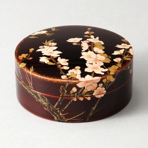 桃花蒔絵盒子「春の宵」