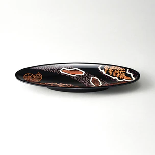 漆芸家　並木恒延作　お盆　柿 展覧会のお知らせ】 並木恒延自選回顧展 ーうるし讃歌ー 会期