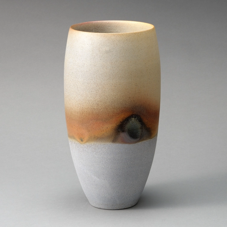 photo Bizen Flower Vessel with Charcoal Finish