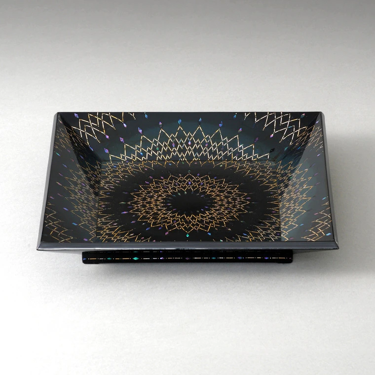 photo Square Tray with Mother-of-pearl Inlay "Droplet of Space, Ring"