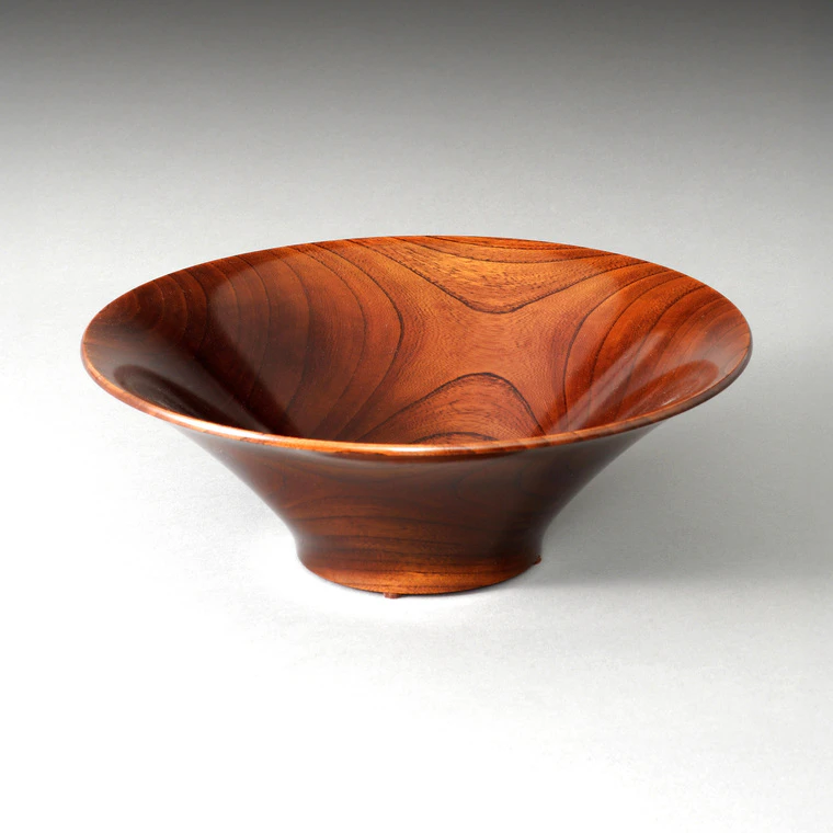 photo Bowl of Zelkova Wood Finished in Wiped Urushi