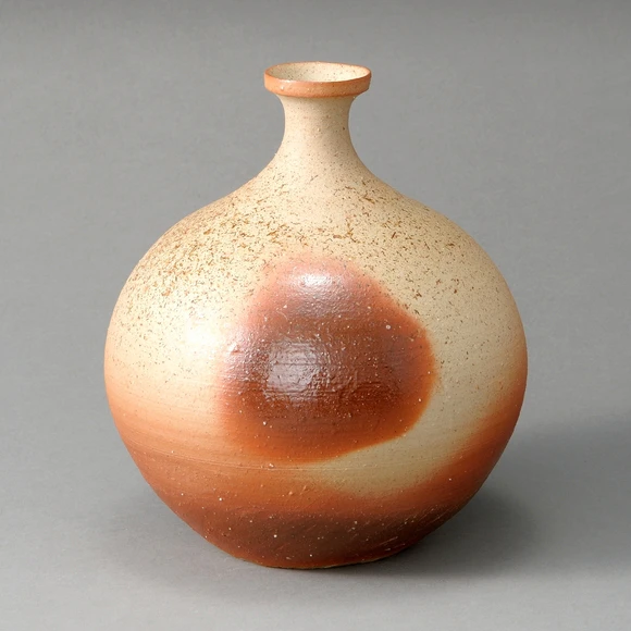 人気作家★藤原喜久代【師：辻清明】備前梅鉢（２３，５ｃｍ）★緋襷★共箱 人気作家☆藤原喜久代【師：辻清明】備前梅鉢（23，5cm）☆緋襷