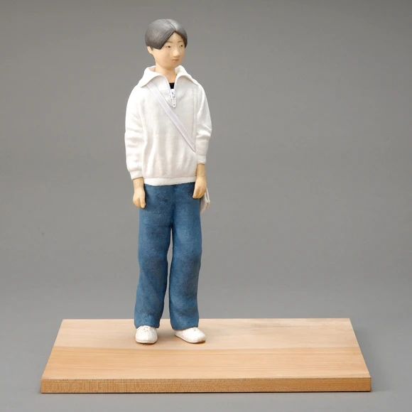 木芯桐塑和紙布貼「待つ人」