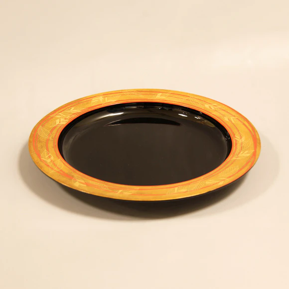 Kanshitsu Tray with Design in Chinkin "Late Autumn"