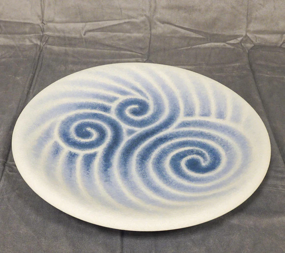 Plate with Whirl Design in Colored Slip