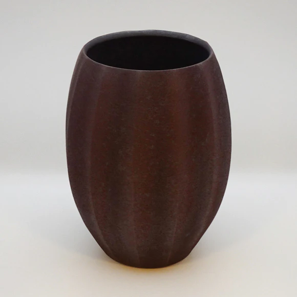 Flower Vessel with Dark Red Glaze