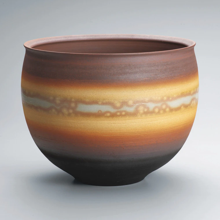 photo Flower Vessel with glaze in kakewake style and kiln mutation effects
