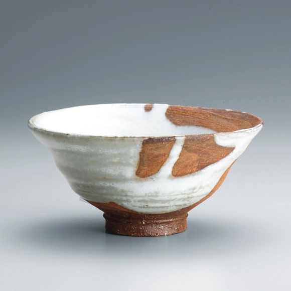 Tea Bowl with White Glaze and Brush Marks