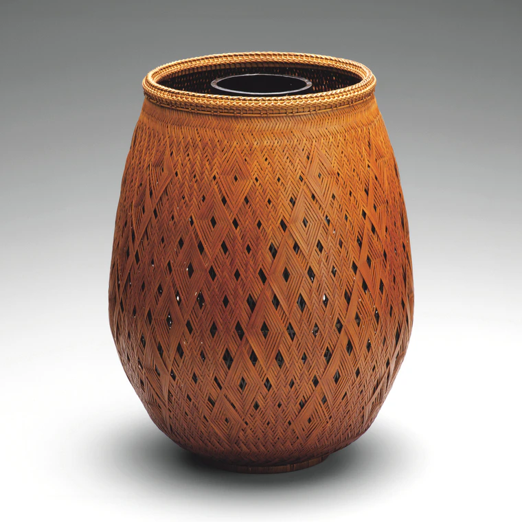 photo Layered Weave Flower Basket with Diamond Patterns "Ancient Flame"