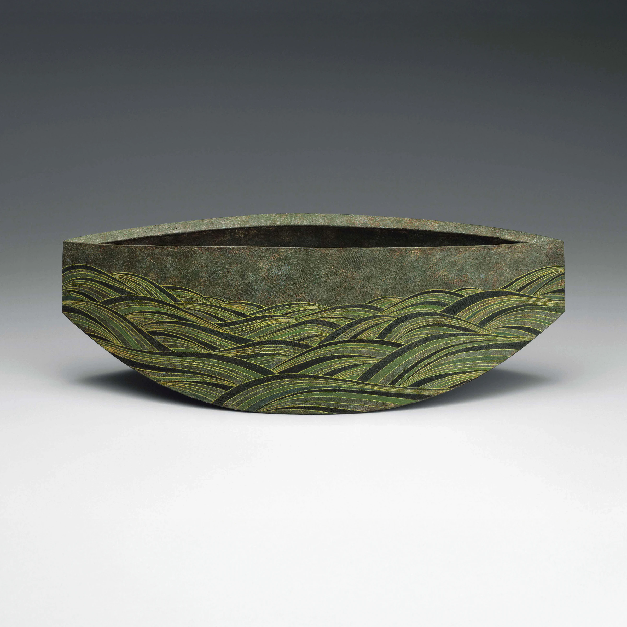 彩色化粧波線刻文花器(上田 敦之)｜ギャラリージャパン