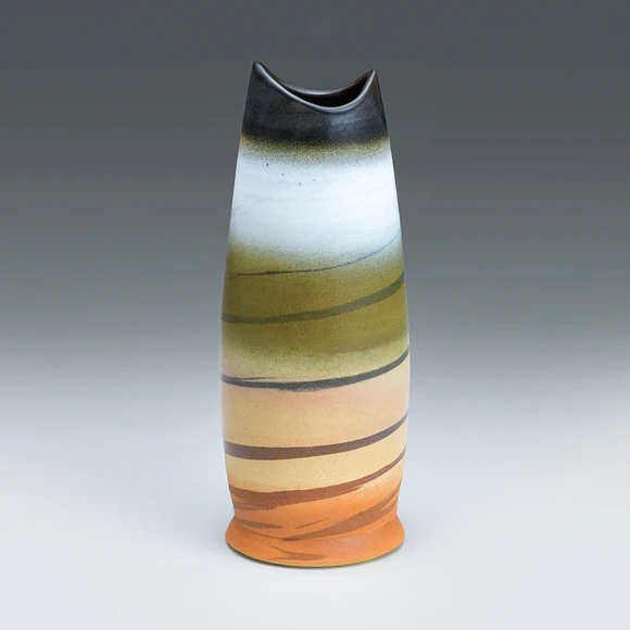 Flower Vase with Flowing Ink Design