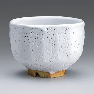 White Hagi Tea Bowl with Engraved Design