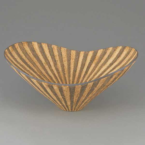 Deep Bowl with Design in Colored Slip