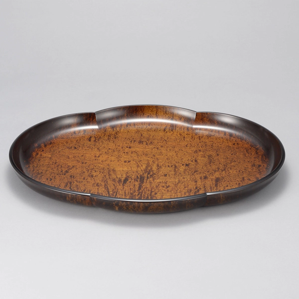 Mokko (family crest) Shaped Maple Wood Tray with Circular Burls