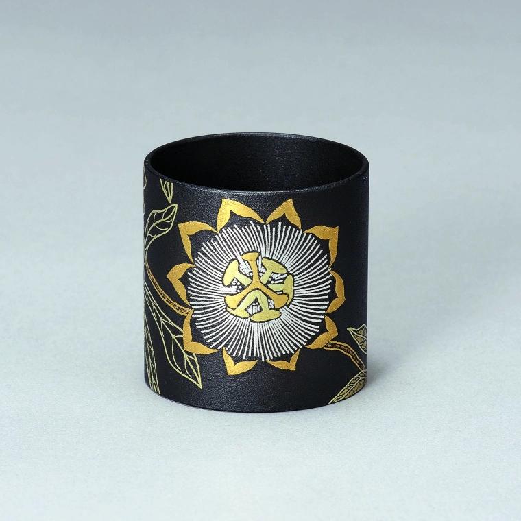 photo Lid Rest with Passion Flower Design in Damascene Inlay