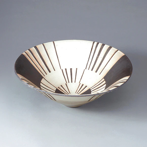 Deep Bowl with Line Design in Wax Resist