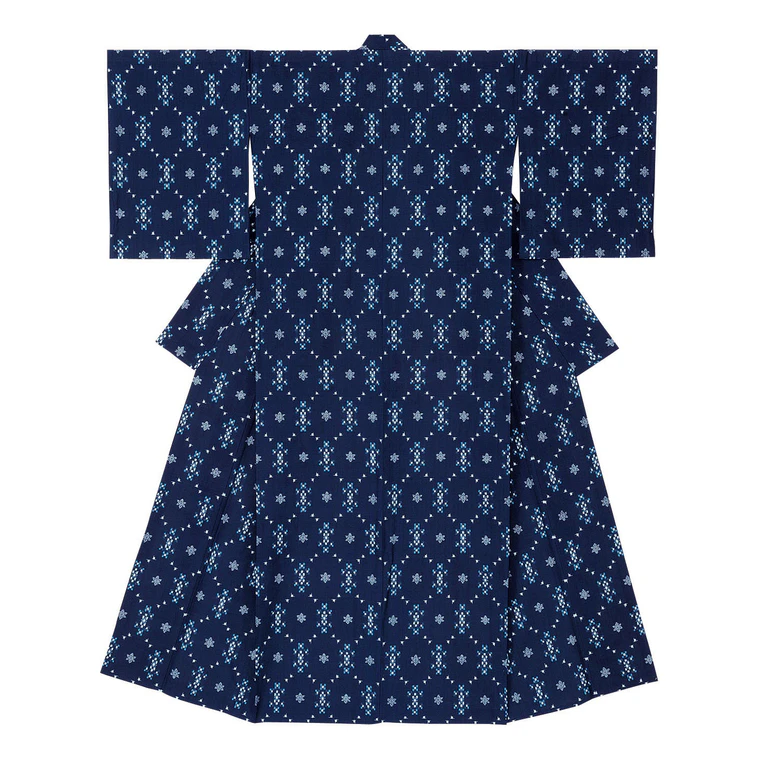 photo Kimono of Kurume Kasuri "Snowflakes"