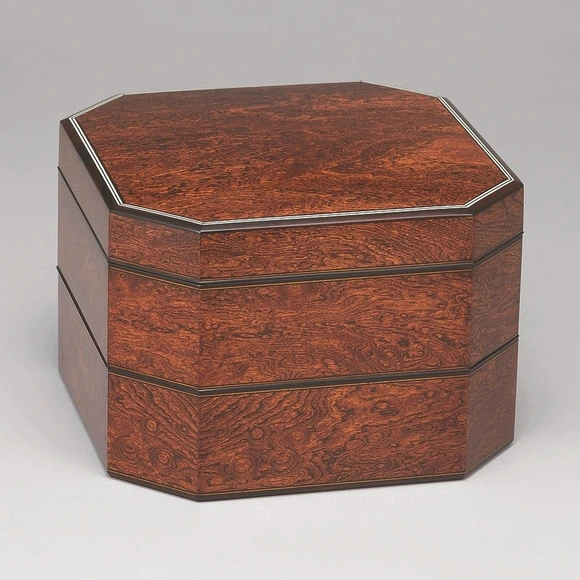 Tiered Box of Zelkova Wood Finished in Wiped Urushi
