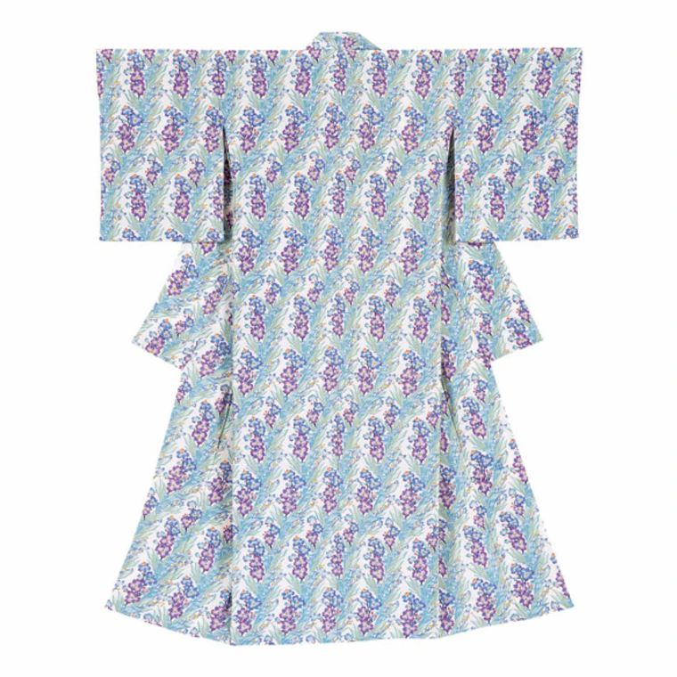 photo Kimono with Design in Stencil Resist Picture Dyeing "Sudden Wind"