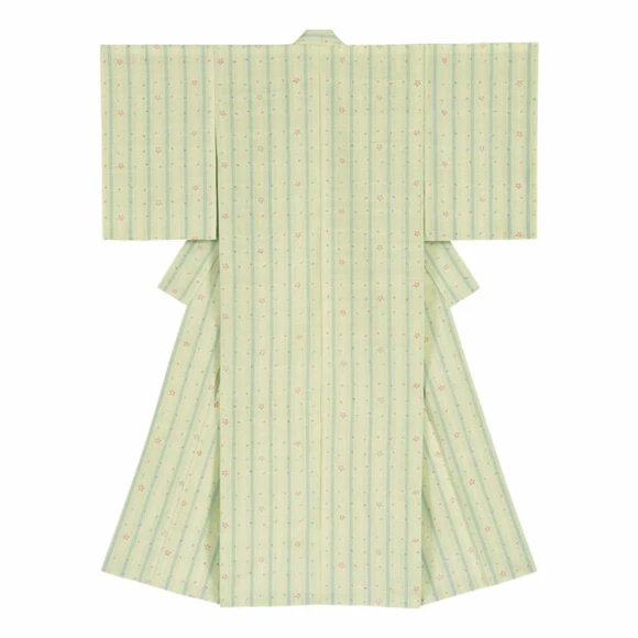 Kimono of Tsumugi  with Kasuri "Fluttering Cherry Blossom Petals"