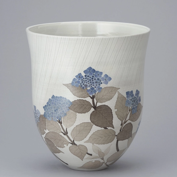 和紙染紫陽花文花器(勝田 文博)｜ギャラリージャパン