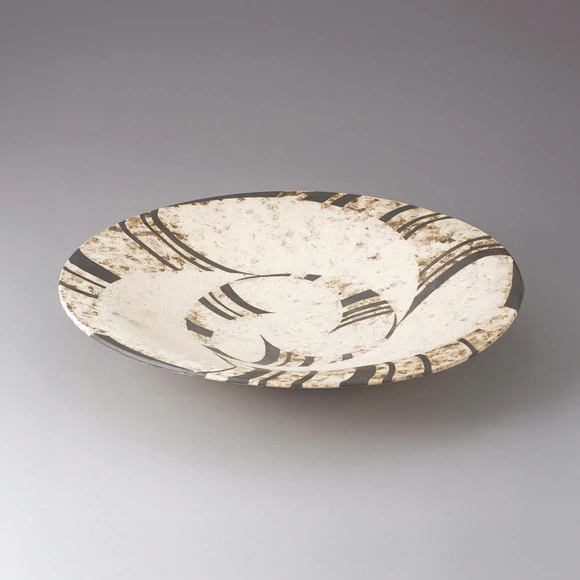 Large Plate with Cut Paper Design in Colored Slip
