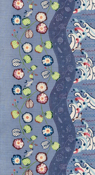 Obi Sash with Design in Bingata "Contrast of Hyakuna Beach"