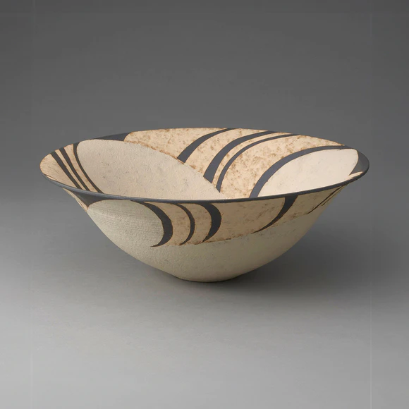 Deep Bowl with Cut Paper Design in Colored Slip