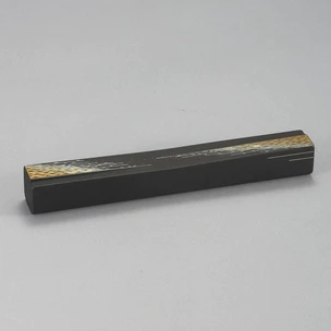 Iron Paper Weight with Design in Damascene Inlay "Light on Water"