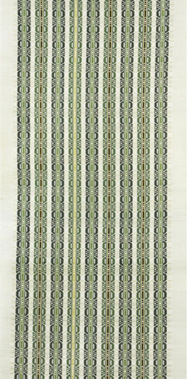 photo Obi Sash of Float Weave "Bright Green Leaves"