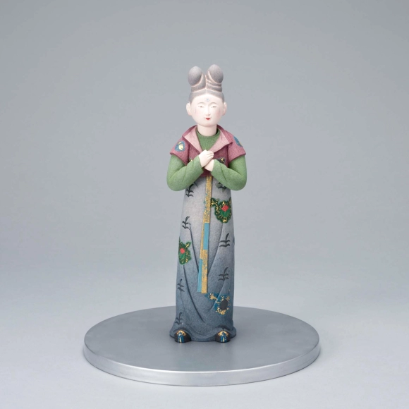 Ceramic Sculpture Covered with Paper and Polychromied "Far Away"
