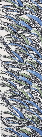 Obi Sash with Design in Stencil Resist Picture Dyeing "Sound of wind"