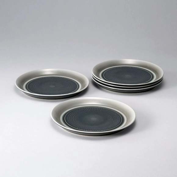 Plate with Colored Glaze, Engraved Lines and Chattered Design