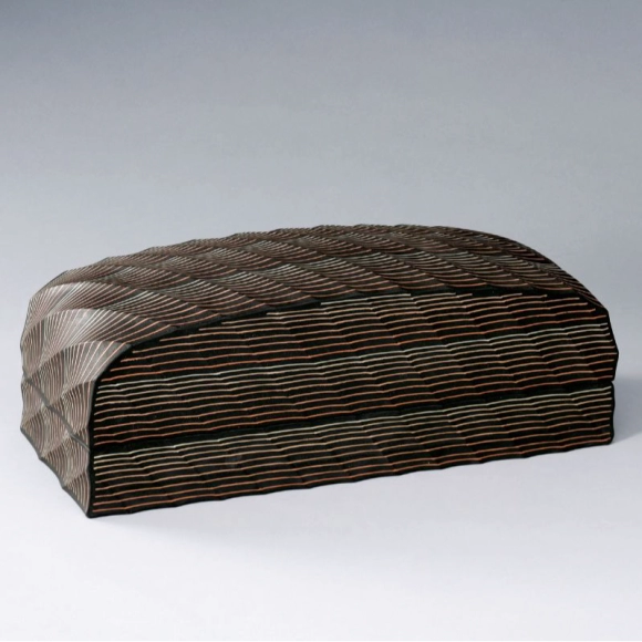 Box with ridged Line Design and Line Inlay in charcoal finish