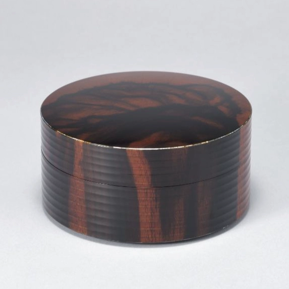 Covered Food Box of Black Persimmon Wood with Mother-of-pearl Inlay