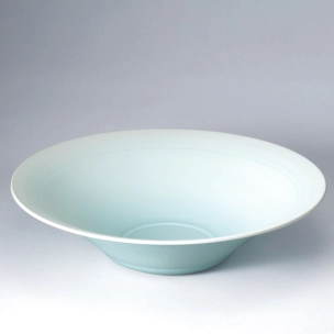 White Porcelain Bowl with icy Blue Glaze