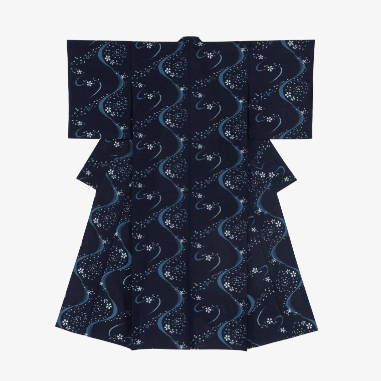 photo Kimono of Kurume Kasuri "Flower Dance"