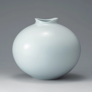 White Porcelain Jar with Pale Blue Glaze “Drop”