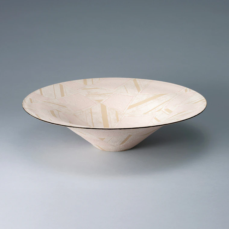photo Bowl with Cut Paper Design in Colored Slip