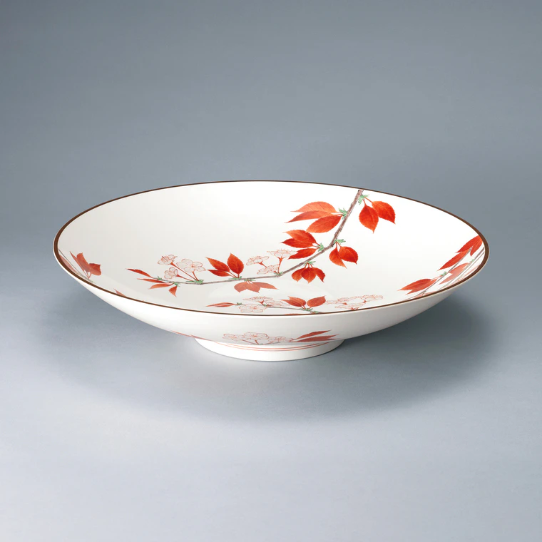 photo Bowl with Cherry Blossom Design on Milky White Background