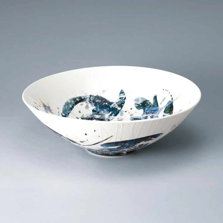 photo Bowl with Dyed Glaze and Droplet Design
