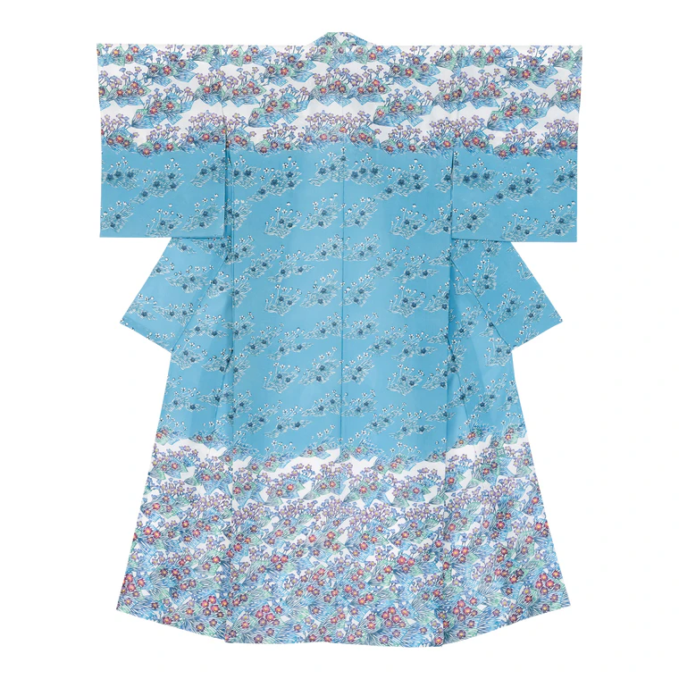 photo Ro (Gauze) Kimono with Kata-ezome "Clear stream"
