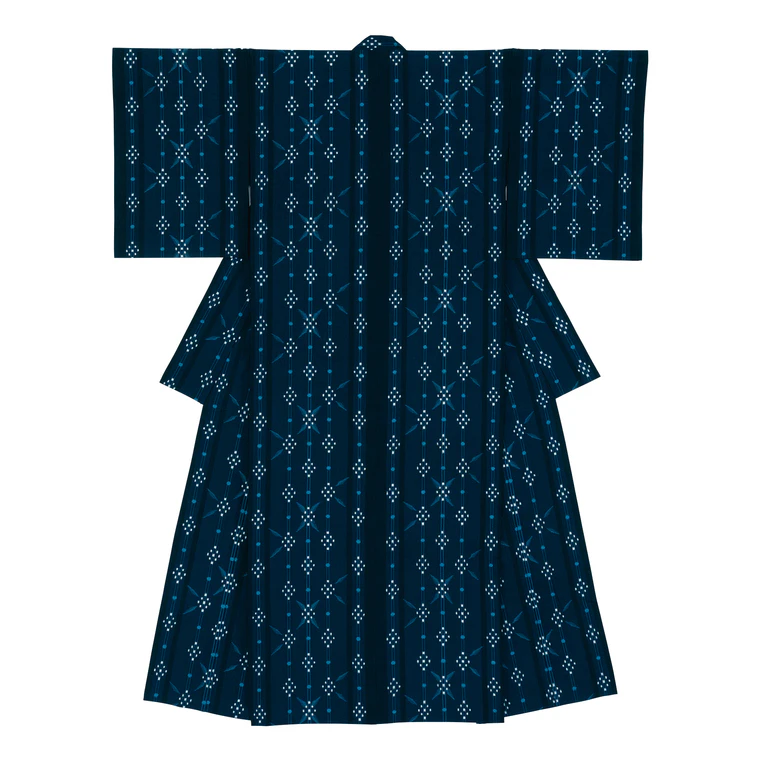 photo Kimono of Kurume Kasuri "Star Flower"