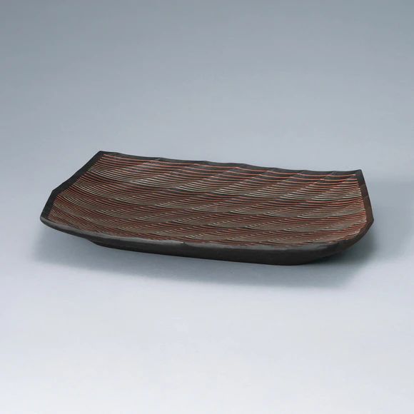 Carbonized Rectangular Plate with Line Inlay and Shinogi