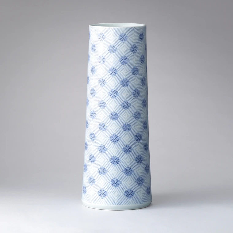 photo Flower Vessel with Design in Colored Inlay